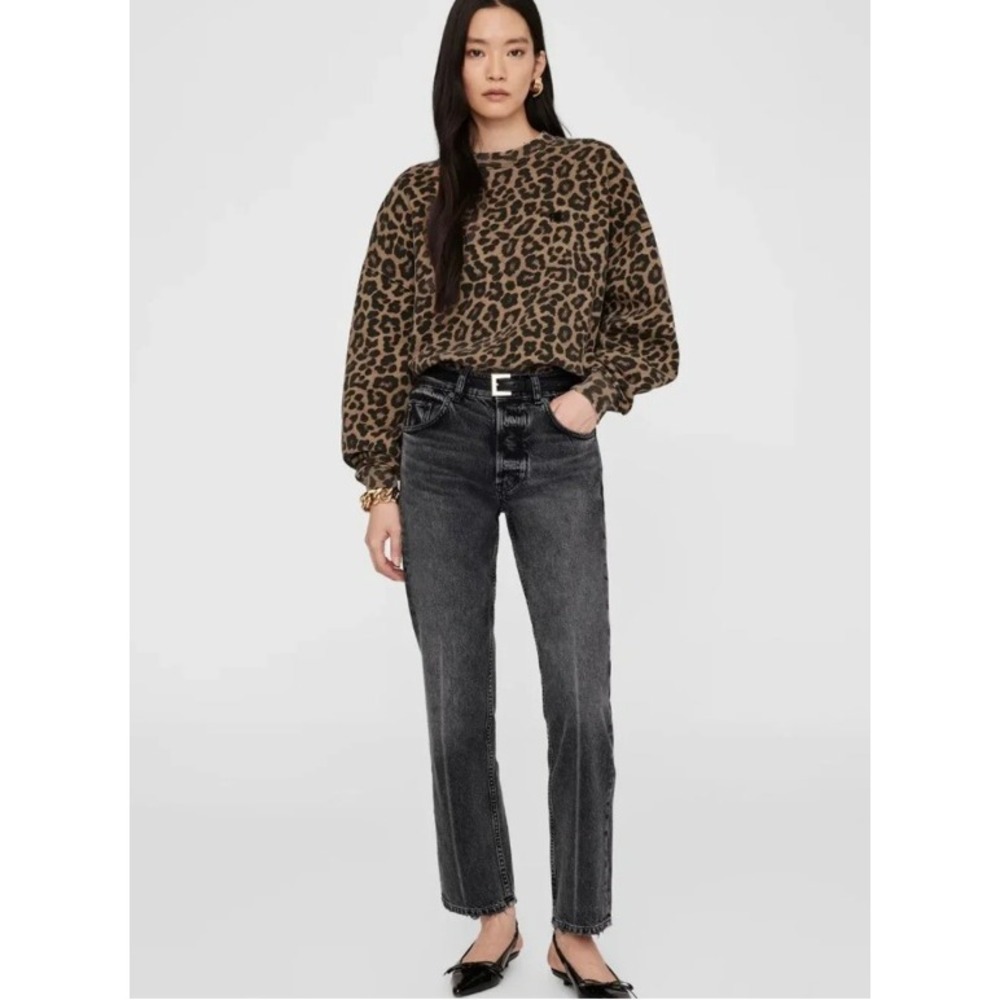Anine Bing Miles Leopard Sweatshirt Medium - Picture 2 of 4